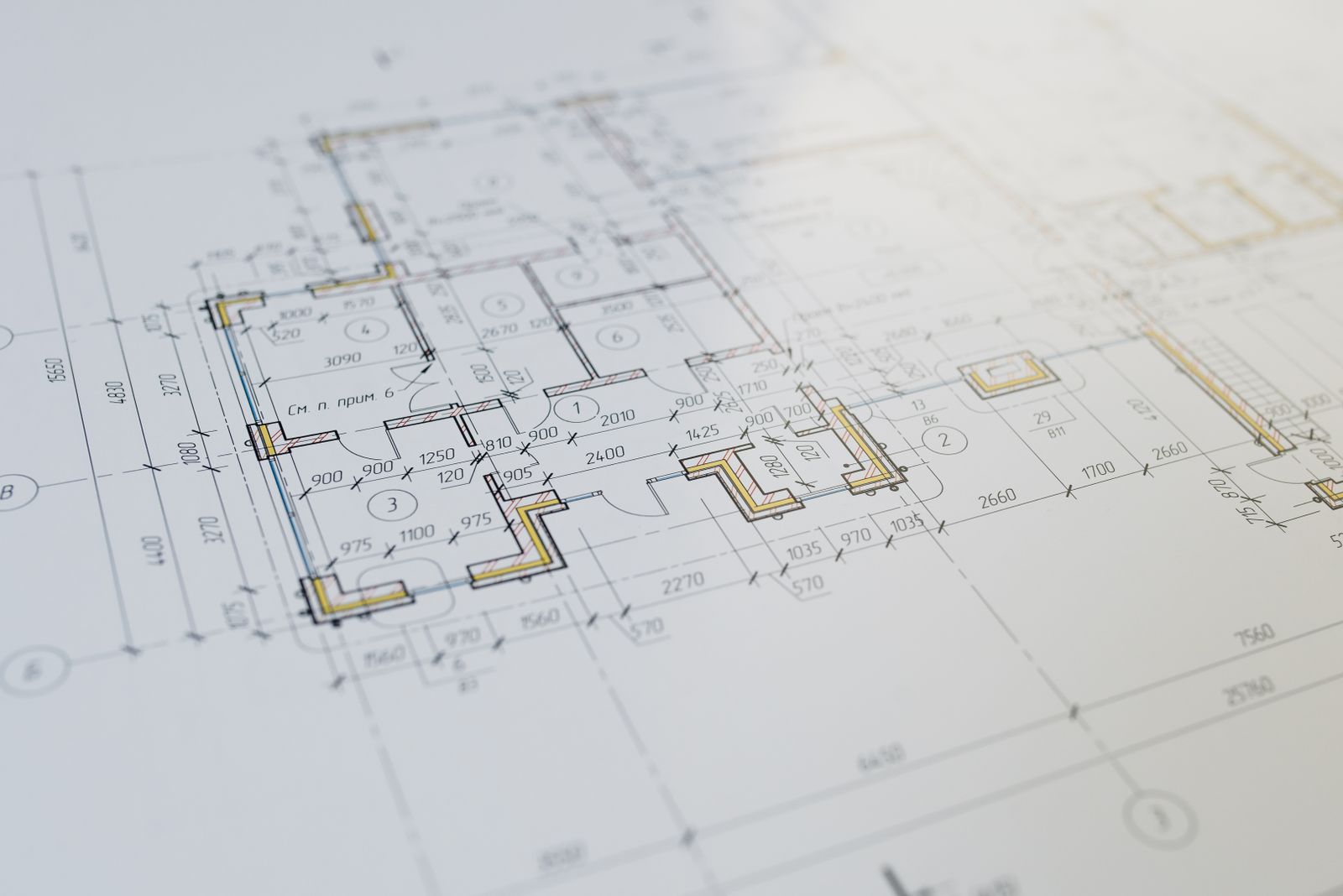 Plan architectural detaille utilise pour l'etude thermique reglementaire RE2020